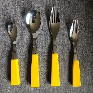 Supreme Cutlery set of 4 yellow mid modern century style
